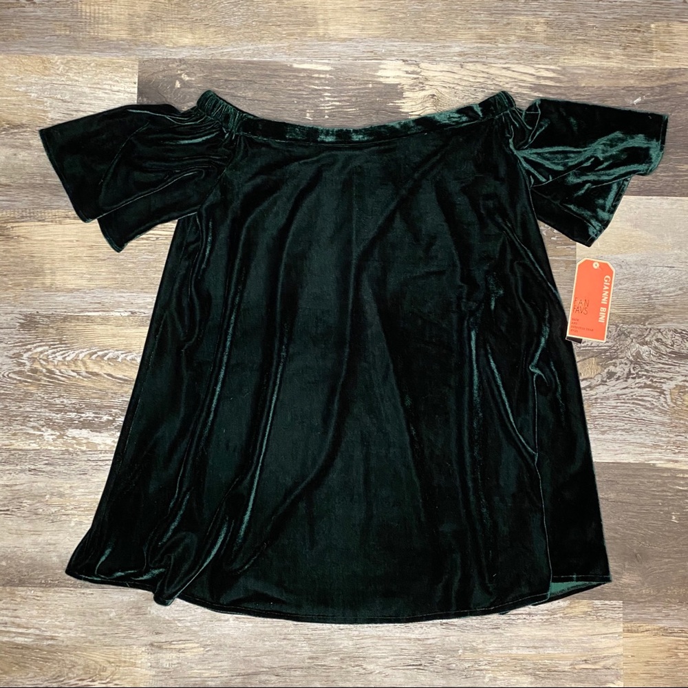 NWT Gianni Bini Crushed Velvet Off Shoulder Top